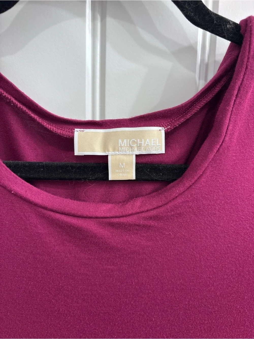 Michael Kors Magenta Layered Chiffon Hem Long-Sleeve Top